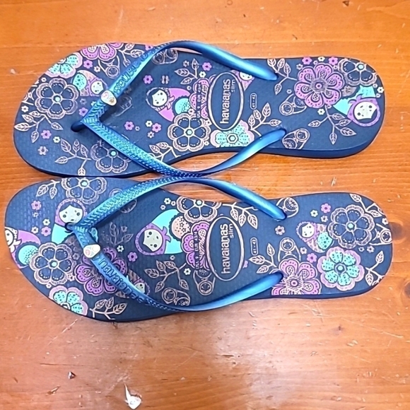 HAVAIANAS SLIM ORGANIC 3GARNETS AND SAPPHIRE THONG FLIP FLOP WOMEN'S SANDAL 41 - Picture 4 of 7